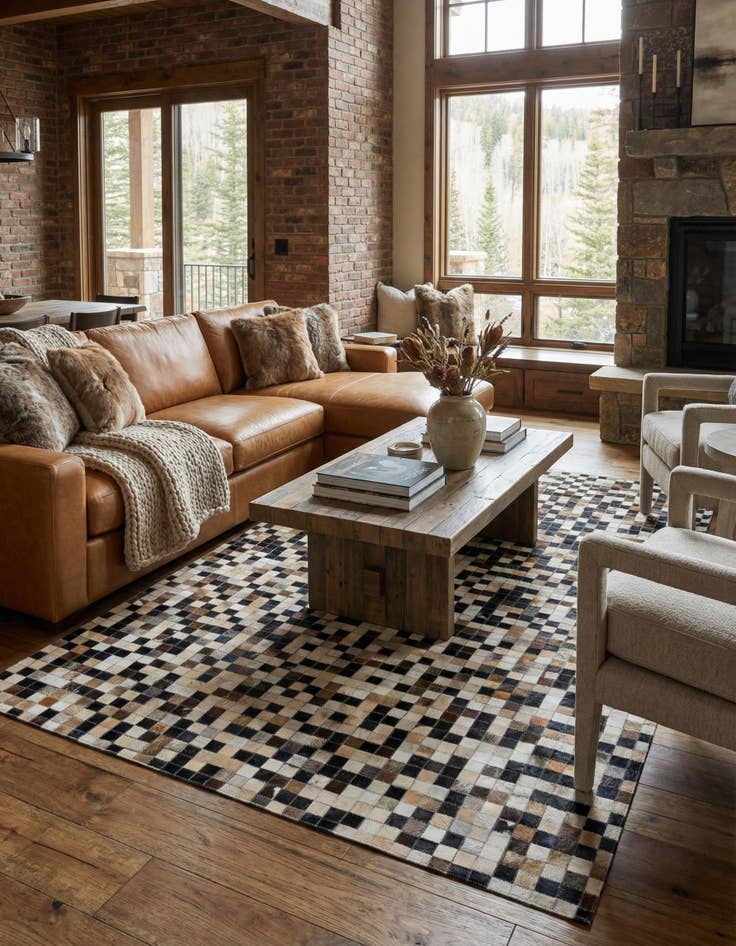 Detail image of 5' x 7' 10 Cowhide Leather Rug