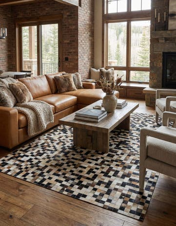 5' x 7' 10 Cowhide Leather Rug