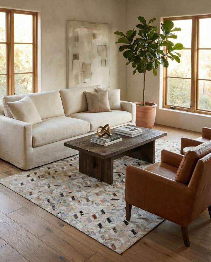 5' 4 x 7' 7 Cowhide Stocks Rug