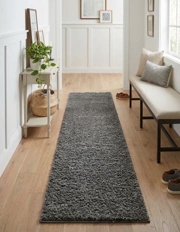 Pebble Gray Soft Solid Shag Runner Rug