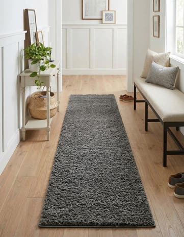 Pebble Gray Soft Solid Shag Runner Rug