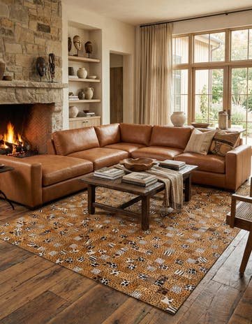 5' 1 x 8' Cowhide Leather Rug
