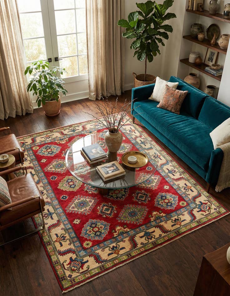 Detail image of 5' x 6' 6  Hand Knotted Kazak Rug