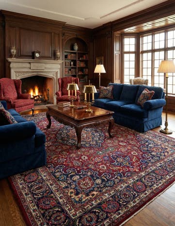 9' 9 x 12' 8 Hand Knotted Mashad Persian Wool Rug