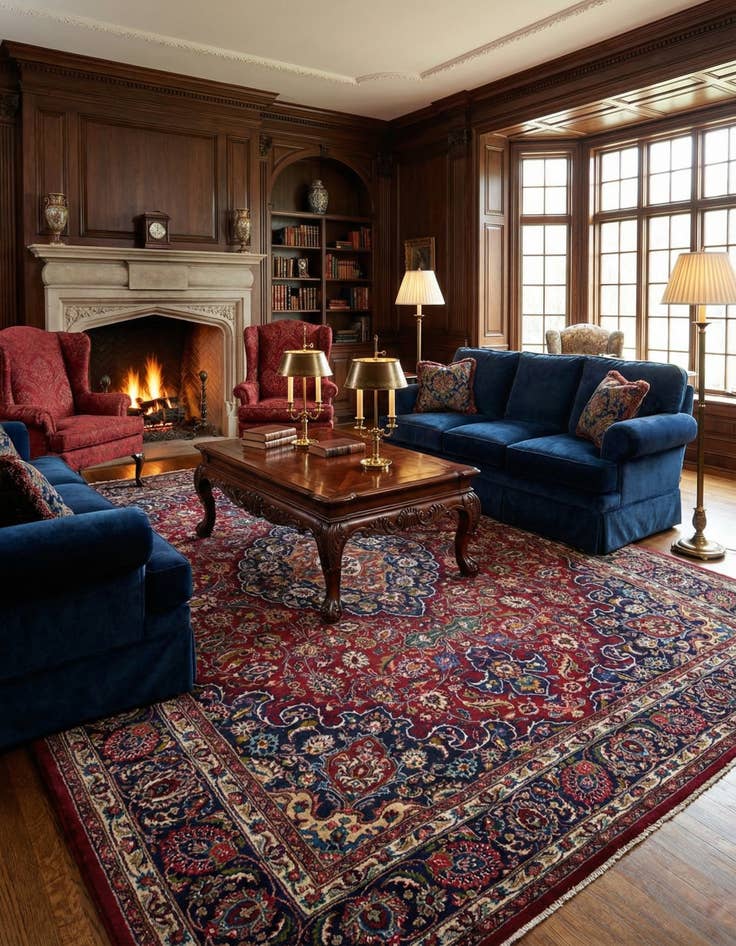 Detail image of 9' 9 x 12' 8  Hand Knotted Mashad Persian Wool Rug