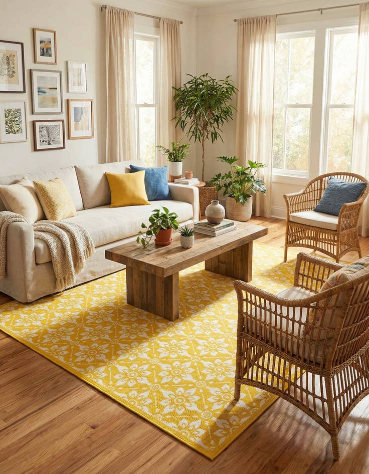 Detail image of 7' 10 x 7' 10  Washable Trellis Indoor / Outdoor Square Rug