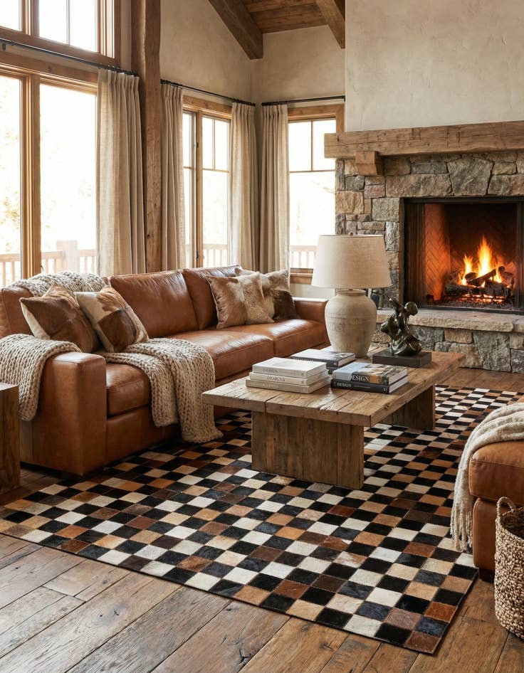 Detail image of 5' x 8' Cowhide Leather Rug