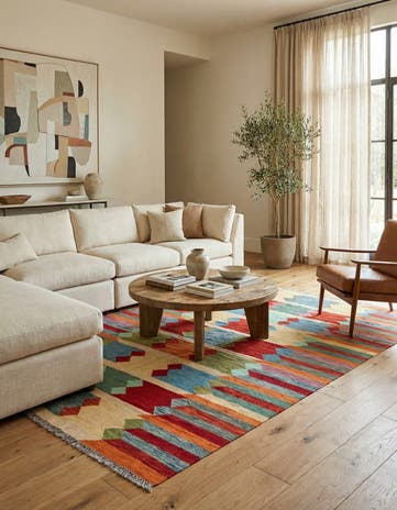 6' 5 x 9' 10 Hand Woven Kilim Modern Wool Rug