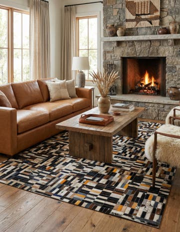 5' 1 x 7' Cowhide - Patchwork Rug