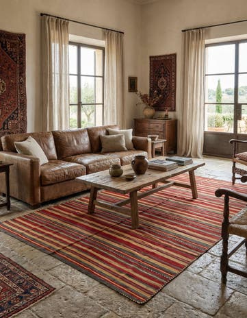 5' 3 x 9' 2 Hand Woven Kilim Fars Wool Rug