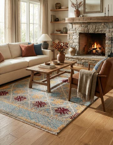 4' 11 x 7' 1 Hand Knotted Darya Wool Rug