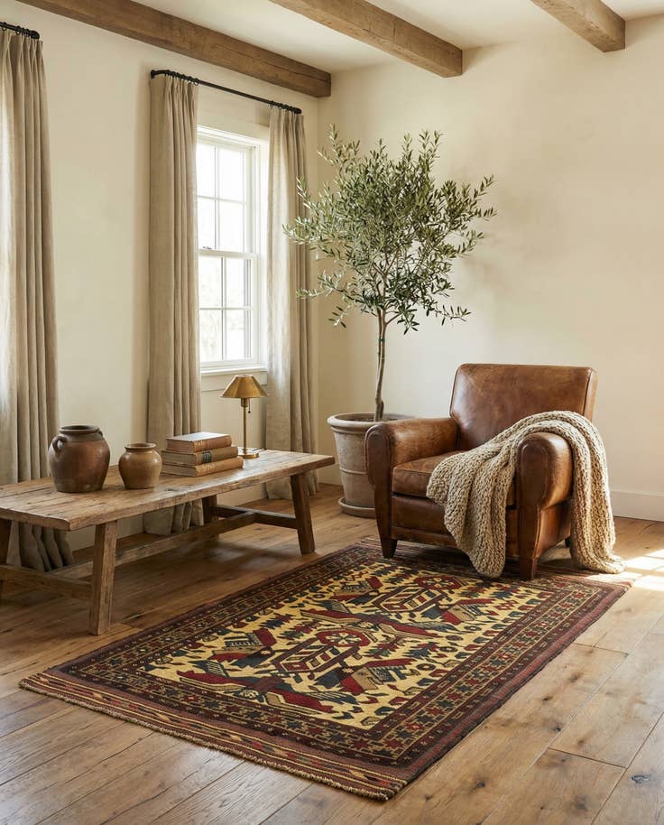 Detail image of 2' 10 x 4' 10 Hand Knotted Sumak Wool Rug