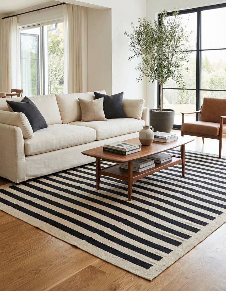 Detail image of 8' 6 x 9' 9  Hand Woven Kilim Modern Wool Rug