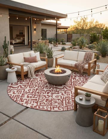 13' x 13' Easy-Clean Modern Indoor / Outdoor Round Rug