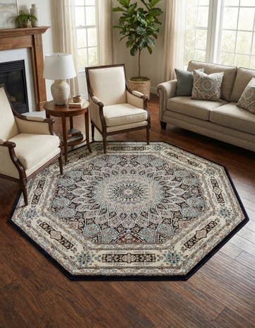 6' x 6' Nain Design Octagon Rug