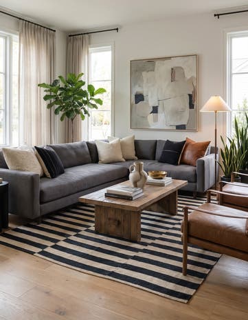 5' x 6' 4 Hand Woven Kilim Modern Wool Rug