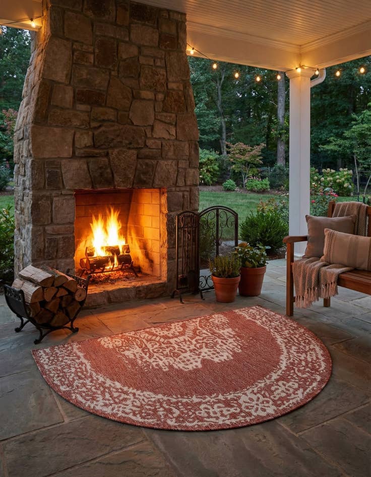 Detail image of  2' 7 x 4'  Washable Traditional Indoor / Outdoor Hearth Rug