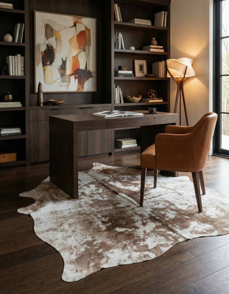 Detail image of 5' 2 x 5' 10 Cowhide Leather Rug