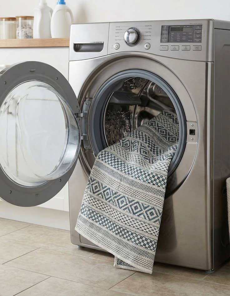 Detail image of 2' x 3'  Washable Striped Indoor / Outdoor Rug