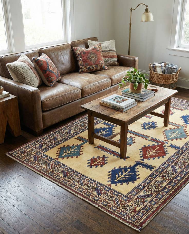 Detail image of 4' 3 x 5' 3 Hand Knotted Kazak Rug