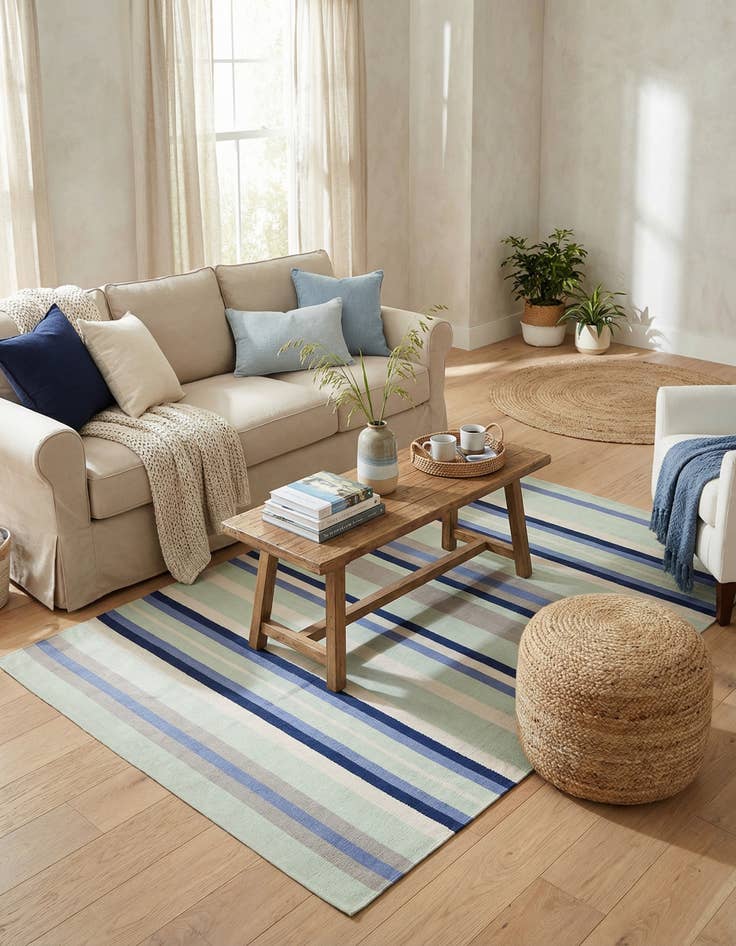 Detail image of 6' 1 x 9'  Hand Woven Flatweave Cotton Dhurrie Rug