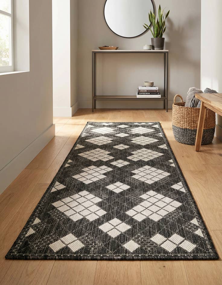 Detail image of 2' x 6' Easy-Clean Modern Indoor / Outdoor Runner Rug