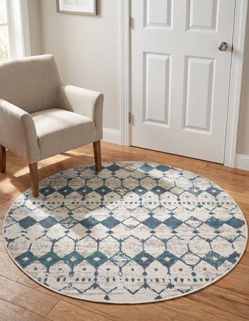 4' x 4' Easy-Clean Lattice Indoor / Outdoor Round Rug