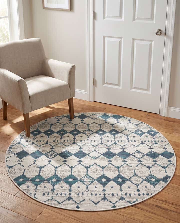 120cm x 120cm Makkelijk schoon te maken Trellis Binnen / buiten Rond Vloerkleed