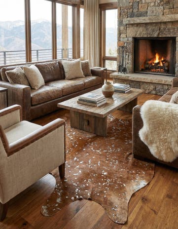 7' x 7' Cowhide Leather Freeform Rug
