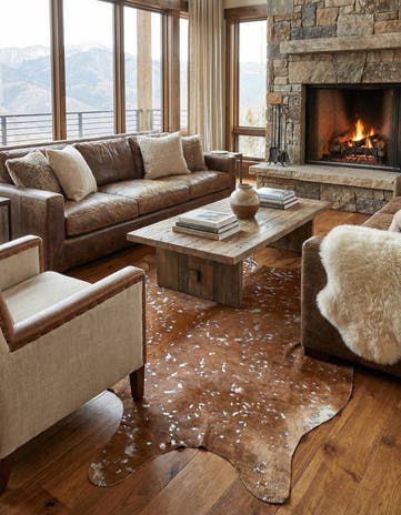 7' x 7' Cowhide Leather Freeform Rug