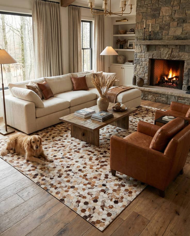 Detail image of 8' 1 x 9' 10 Cowhide Rug