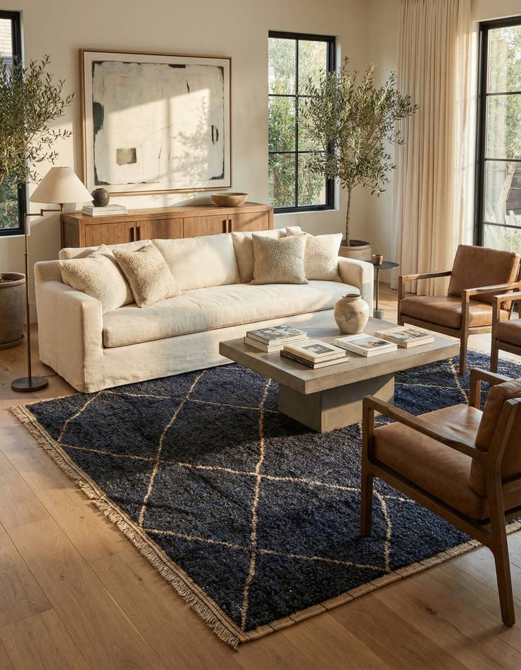 Detail image of 6' 2 x 9' 3  Hand Knotted Moroccan Wool Rug