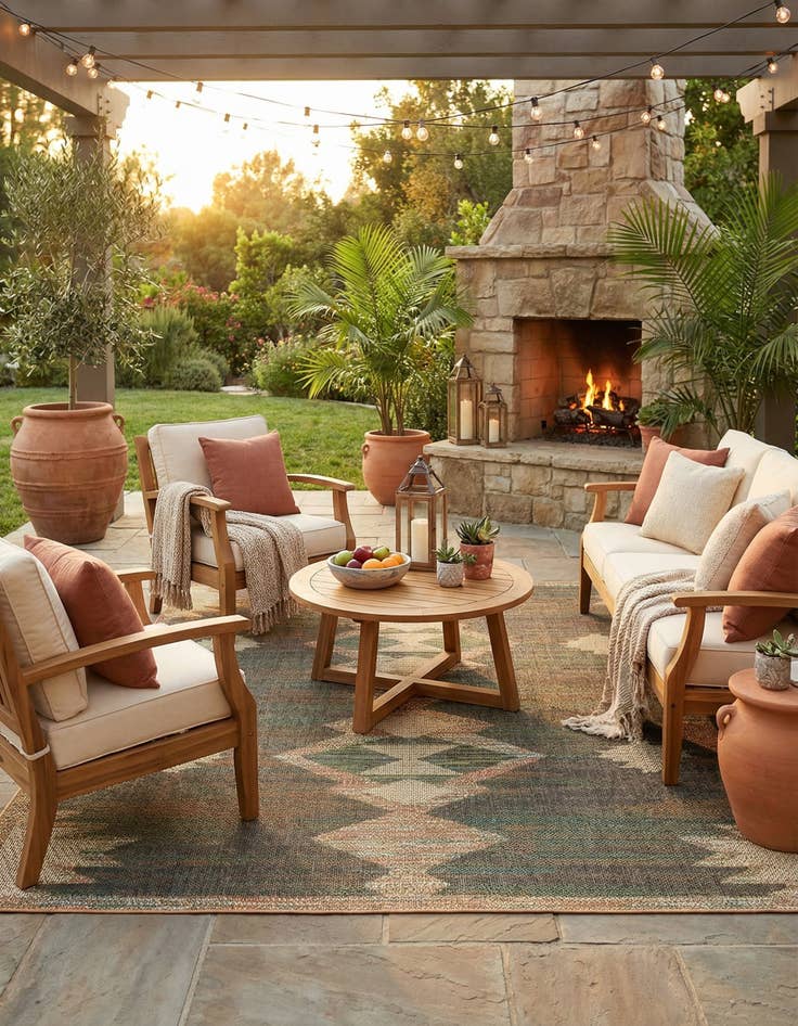 Detail image of  7' 10 x 7' 10  Washable Baja Indoor / Outdoor Square Rug