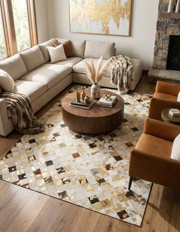 5' 2 x 7' 10 Cowhide - Patchwork Rug