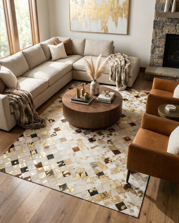 Detail image of 5' 2 x 7' 10 Cowhide - Patchwork Rug