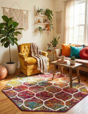 6' x 6' Lattice Frieze Octagon Rug