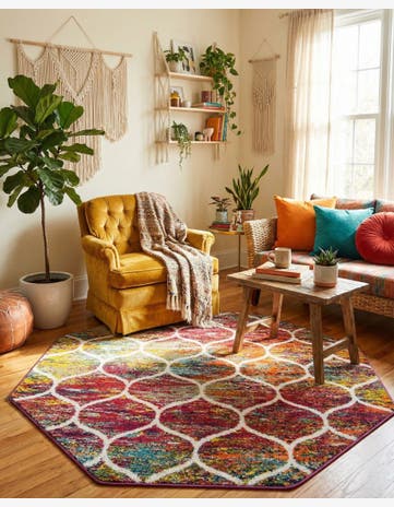 6' x 6' Trellis Frieze Octagon Rug