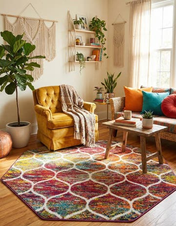 6' x 6' Lattice Frieze Octagon Rug