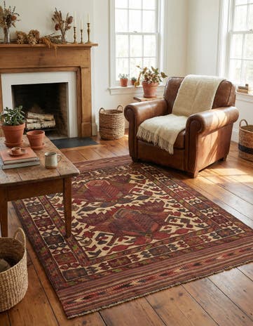 4' 1 x 5' 9 Hand Knotted Sumak Wool Rug