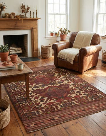 4' 1 x 5' 9 Hand Knotted Sumak Wool Rug