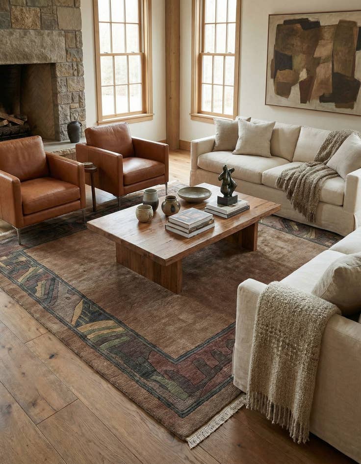 Detail image of  6' 5 x 6' 5  Hand Knotted Tibet Wool Square Rug