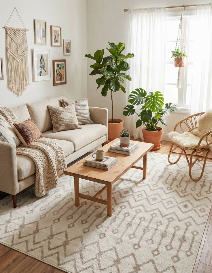 Detail image of  6' x 6' Bohemian Trellis Square Rug