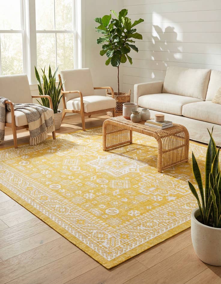 Detail image of 7' 10 x 7' 10  Washable Aztec Indoor / Outdoor Square Rug