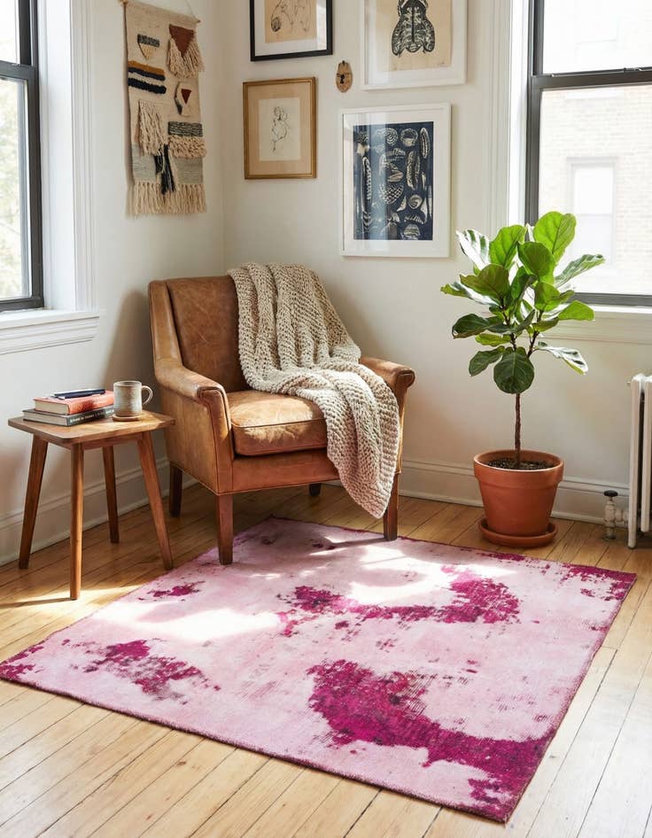 Detail image of 4' x 4' 2  Hand Knotted Ultra Vintage Persian Wool Square Rug