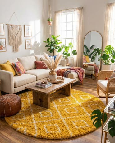  7' 10 x 7' 10 Lattice Shag Round Rug