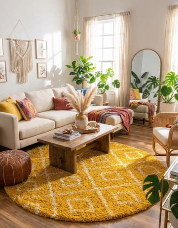 7' 10 x 7' 10 Lattice Shag Round Rug
