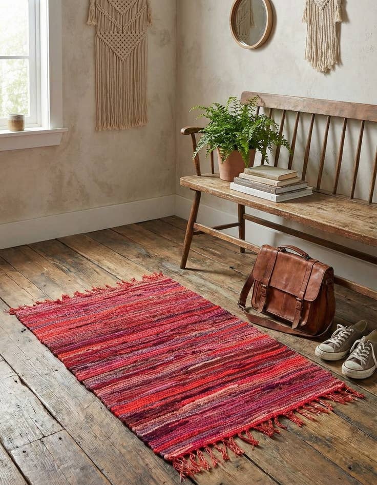 Detail image of  2' 2 x 3'  Hand Woven Chindi Cotton Rug