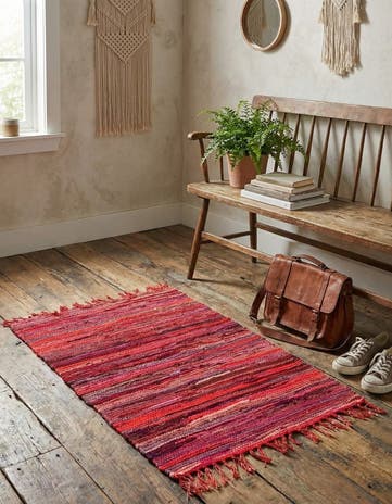 2' 2 x 3' Hand Woven Chindi Cotton Rug