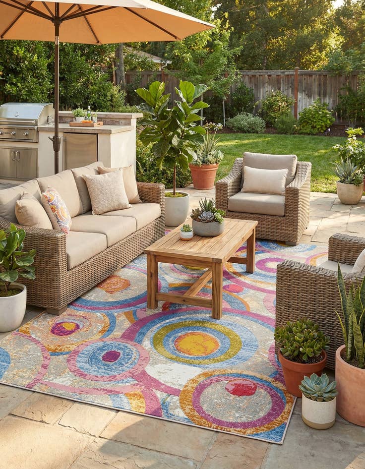 Detail image of 6' x 9' Easy-Clean Modern Indoor / Outdoor Rug