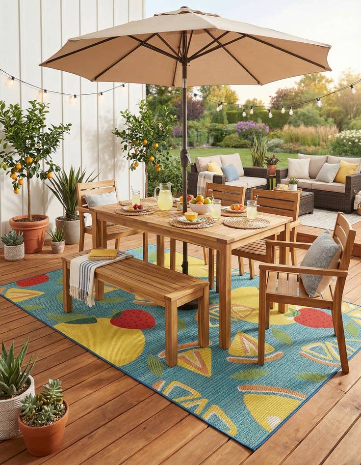 Detail image of 6' 1 x 9'  Washable Baja Indoor / Outdoor Rug